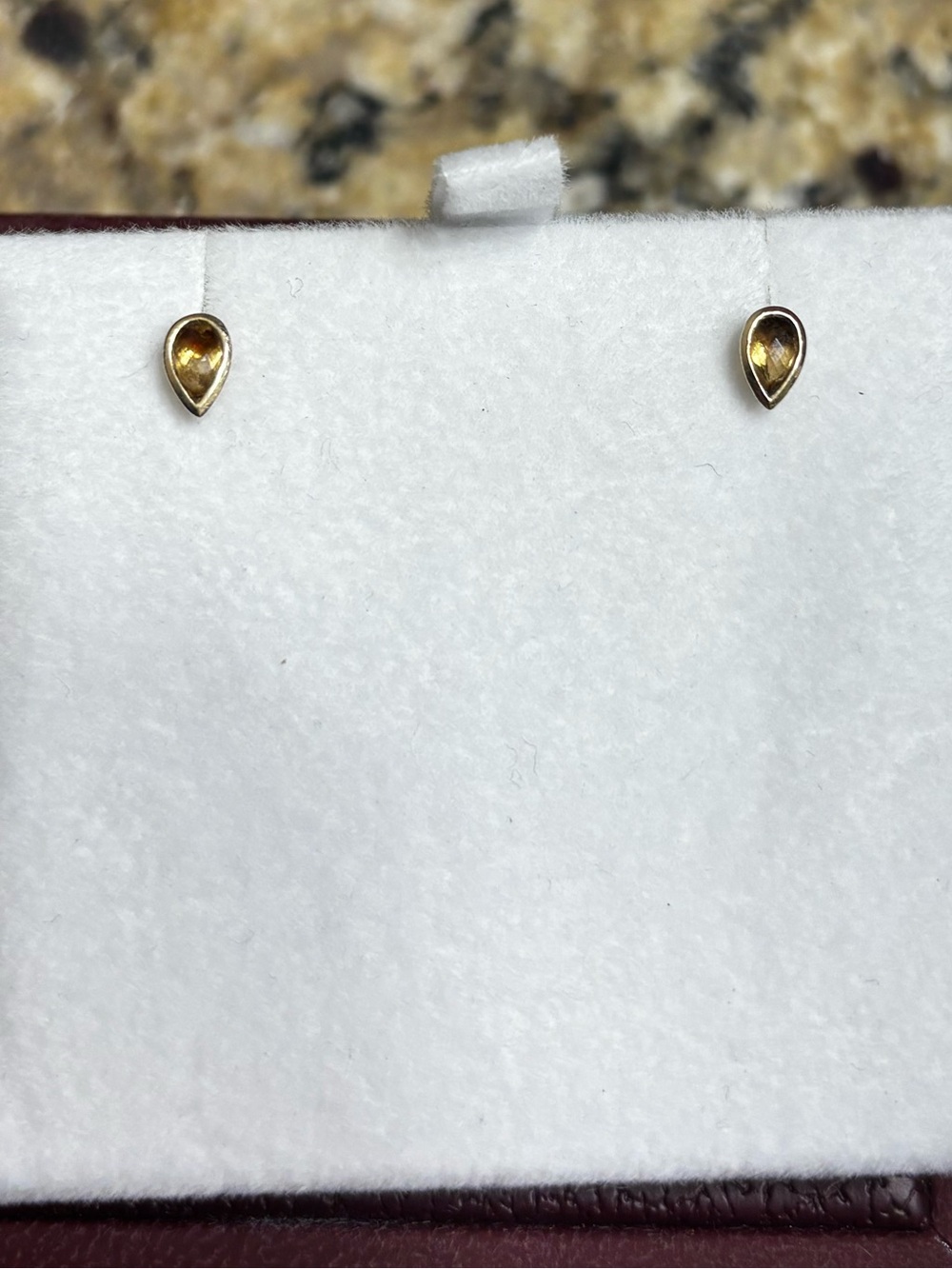 Gold Teardrop Citrine Stud Earrings
